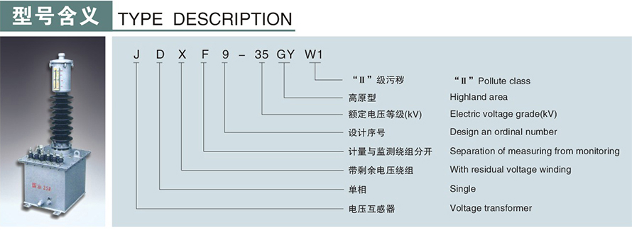 JDXF9-35GYW1型電壓互感器型號(hào)說明
